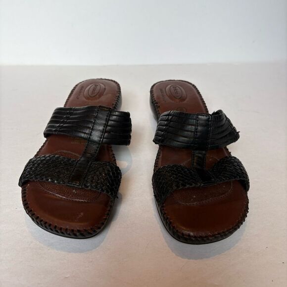 Dr. Scholls Black Leather Sandals Slip On Size 9 Betty Look new! - Picture 2 of 8